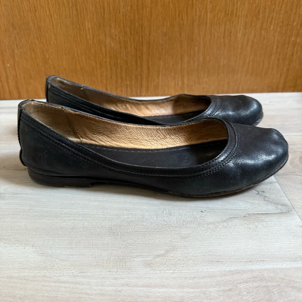 FRYE • Carson Ballet Flats - Black Leather Size 7.5 - Picture 8 of 16